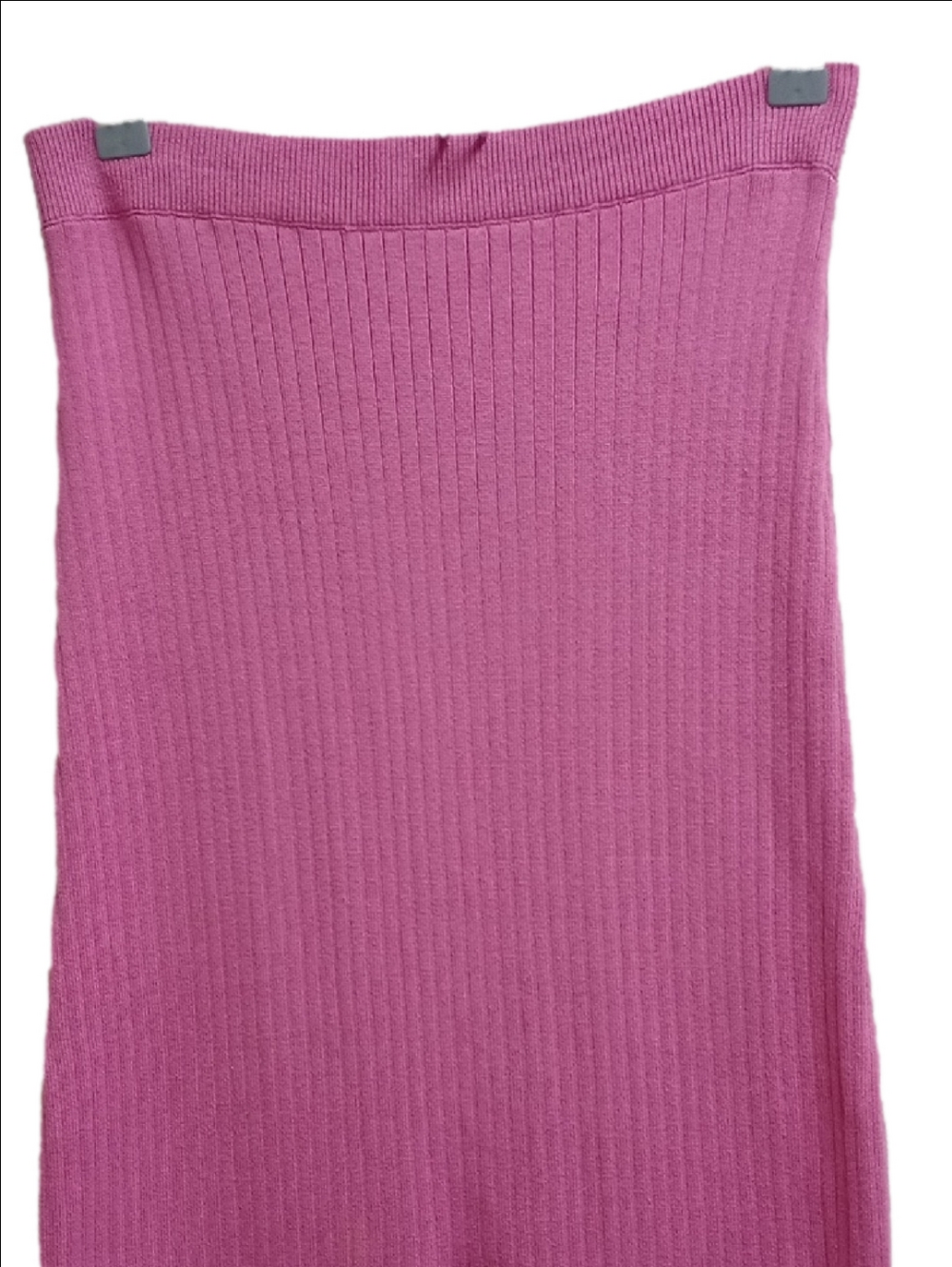 🩷 FREE PEOPLE SKYLINE PINK RIBBED MIDI KNIT HIGH WAIST SKIRT FRONT SLIT BODYCON - Picture 3 of 8